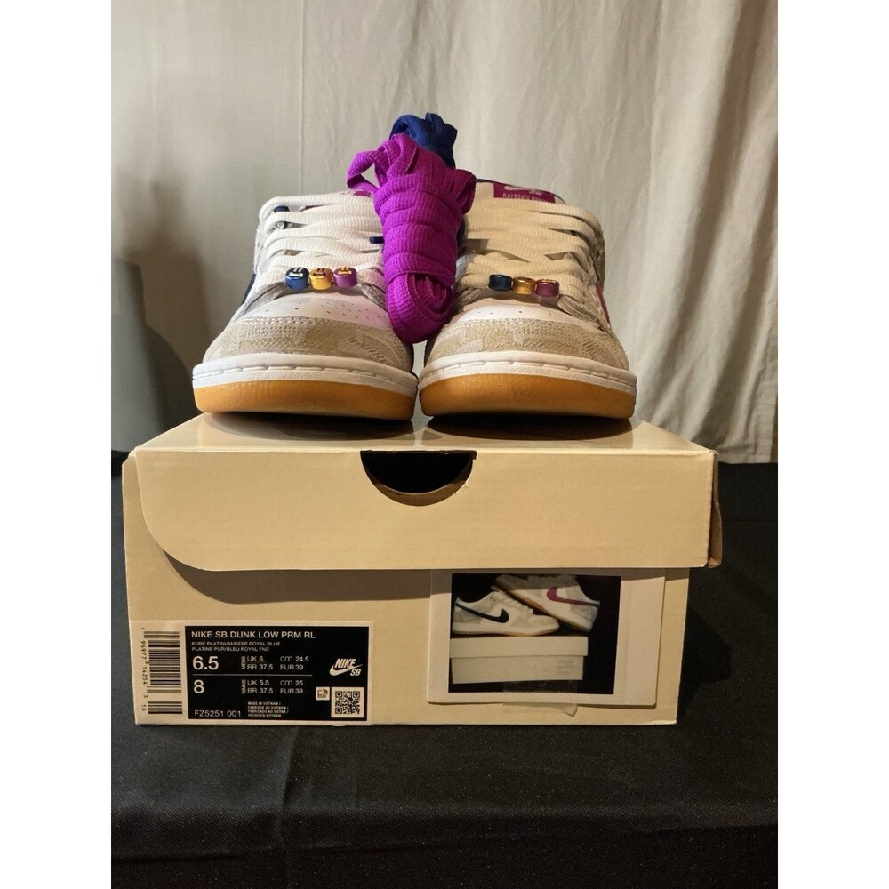 Nike SB Dunk Low PRM Rayssa Leal Pure Platinum Deep Royal Blue Men 6.5/Women 8 - Picture 2 of 4